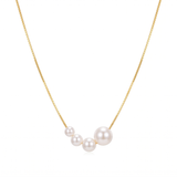 Elegant Gold Necklace with Freshwater Pearls — yellow gold, teardrop