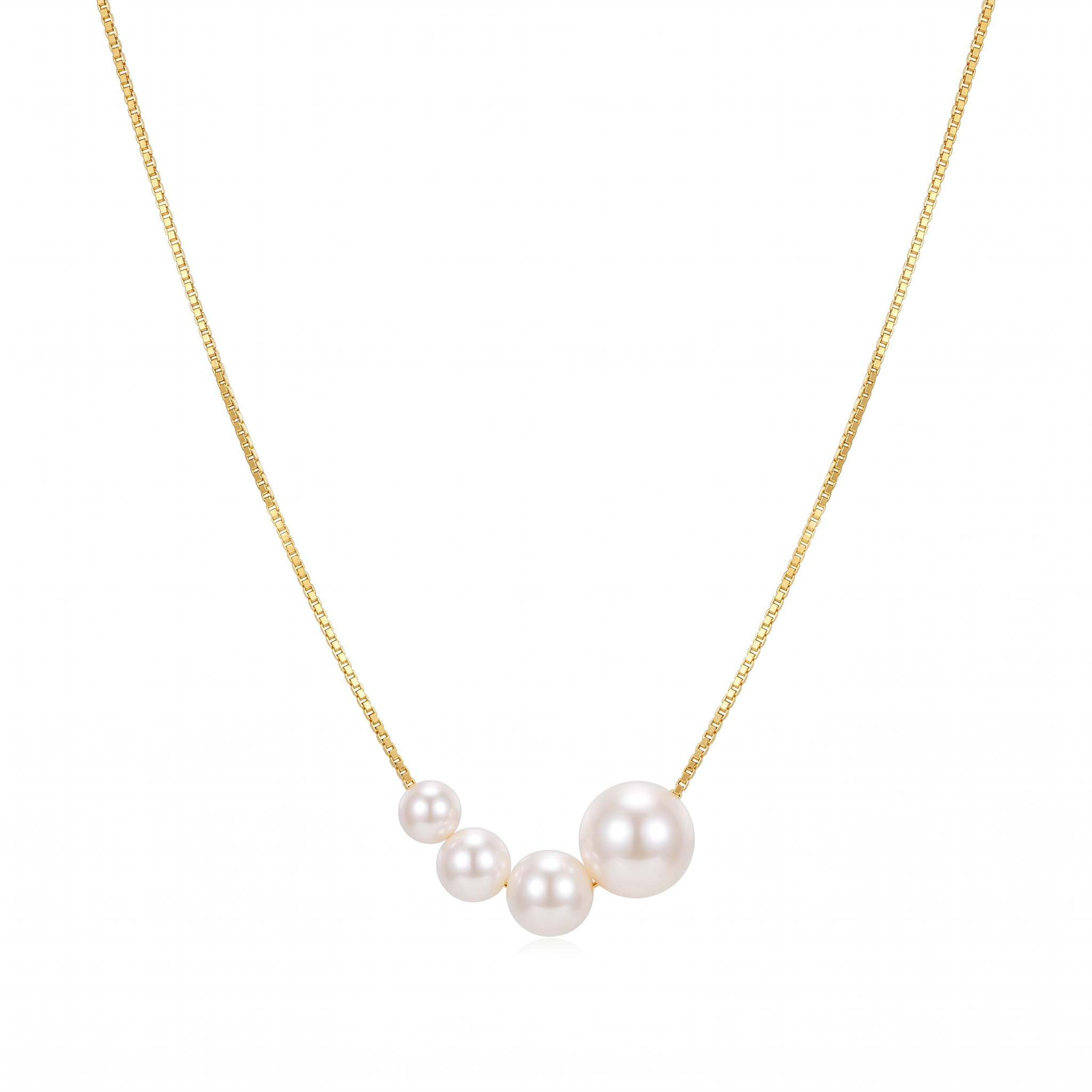Elegant Gold Necklace with Freshwater Pearls — yellow gold, teardrop