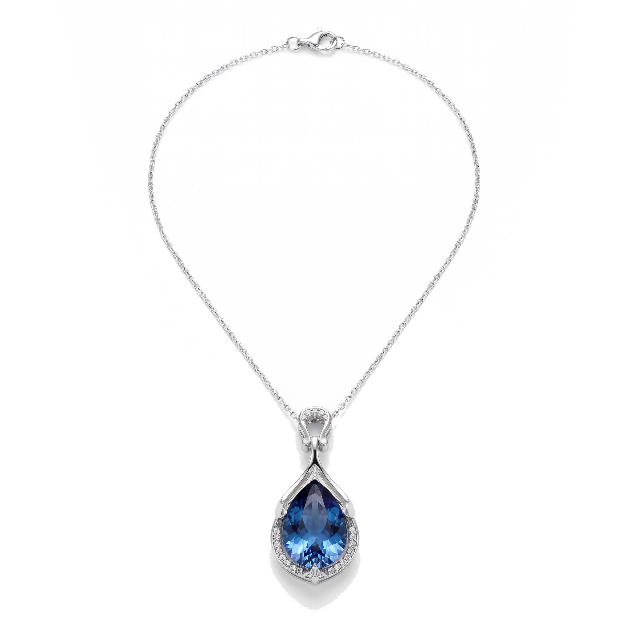 Alindra Feymorra Necklace, blue pear sapphire — White gold, teardrop