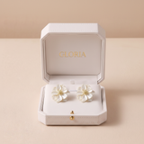 Chic White Acrylic Flower Stud Earrings