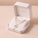 Classic Gold Layered Necklace with Pendant Design