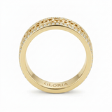 Gold Filigree Band Ring with Crystal Edges