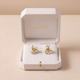 Gold Leaf White Opal Stud Earrings