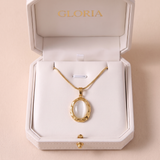 Gold Plated Oval Cat Eye Opal Necklace