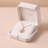 Gold Sunflower Crystal Pendant Necklace