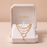Open Circle Three Row Necklace | Gold