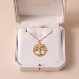 Tree of Life Necklace with Zirconia in Gold