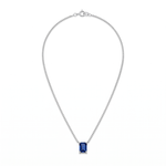 Minimalist Sapphire Pendant Necklace — Sterling silver, teardrop