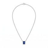 Minimalist Sapphire Pendant Necklace — Sterling silver, teardrop