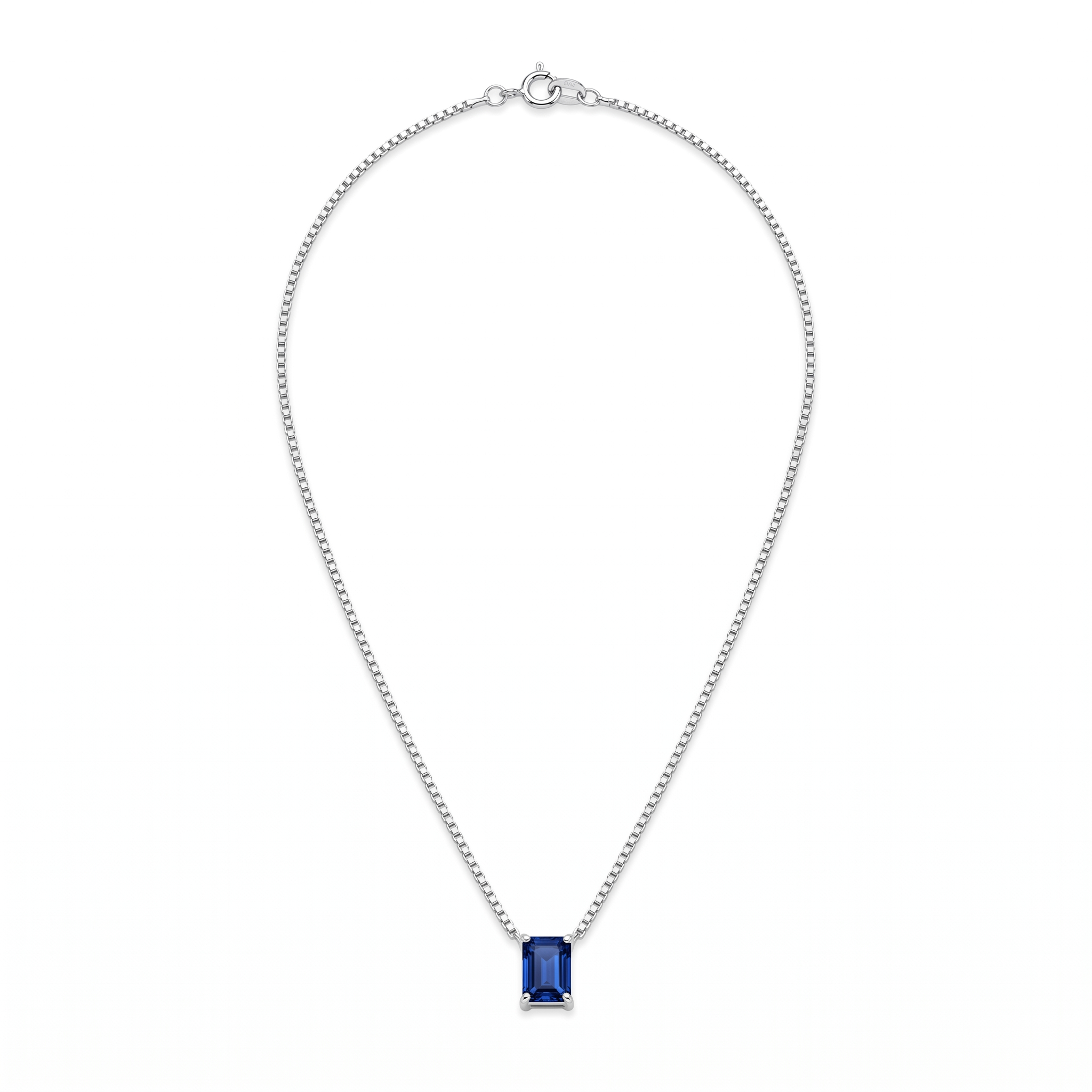 Minimalist Sapphire Pendant Necklace — Sterling silver, teardrop