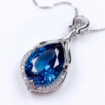 Alindra Feymorra Necklace, blue pear sapphire — White gold, pendant close-up