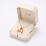 Chic Bubble Letter Necklace — yellow gold, in GLORIA gift box