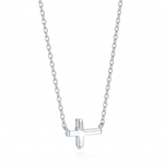 Radiant Sideways Cross Necklace — sterling silver, pendant close-up