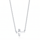 Radiant Sideways Cross Necklace — sterling silver, pendant close-up
