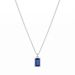 Minimalist Sapphire Pendant Necklace — Sterling silver, vertical chain