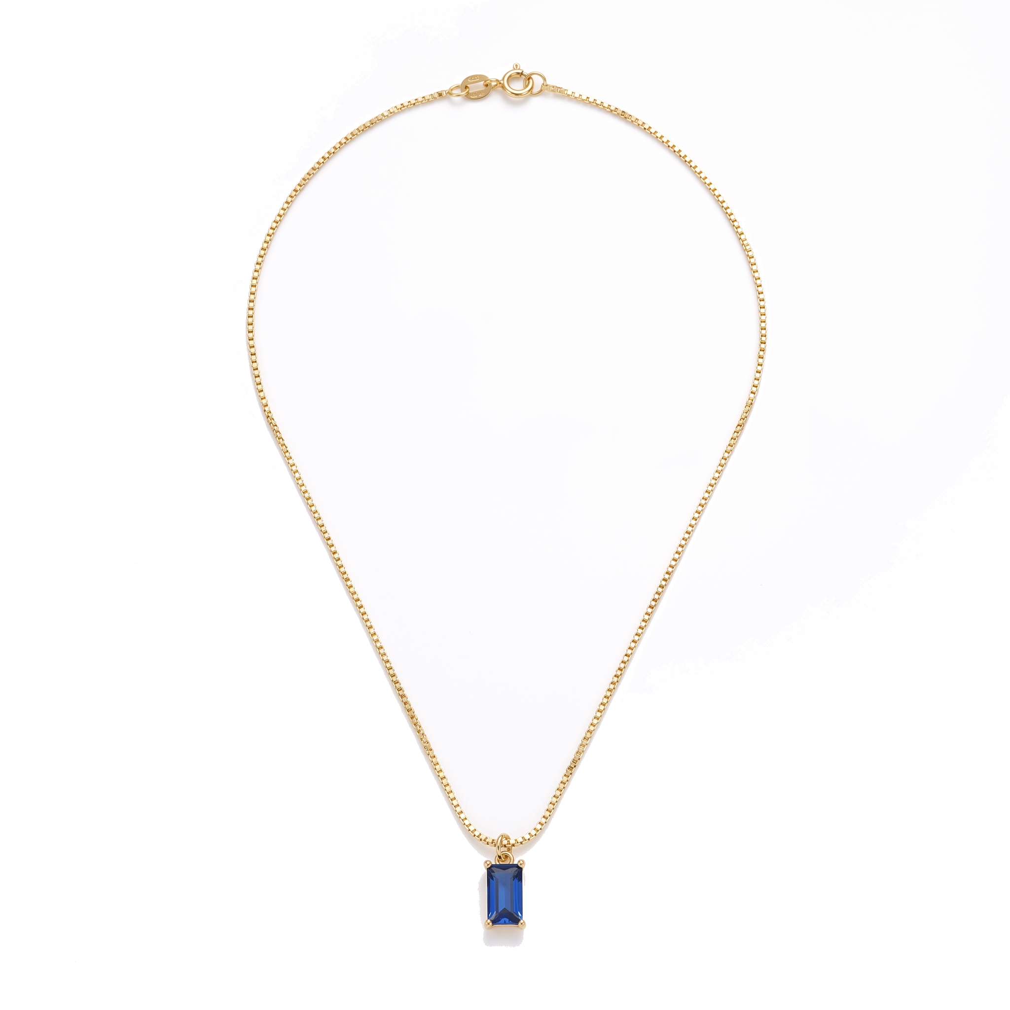 Minimalist Sapphire Pendant Necklace — Yellow gold, teardrop