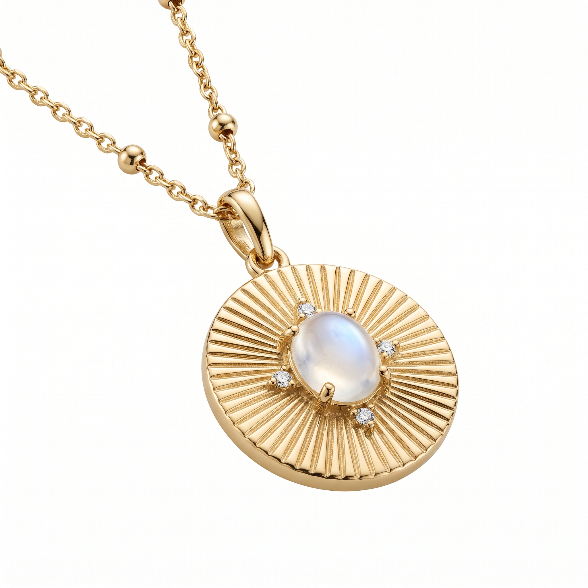 Monique Vintage Stone Necklace — yellow gold, pendant close-up
