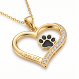 Heartfelt Paw Print Pendant Necklace — yellow gold, pendant close-up
