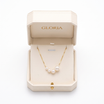 Elegant Gold Necklace with Freshwater Pearls — yellow gold, in GLORIA gift box