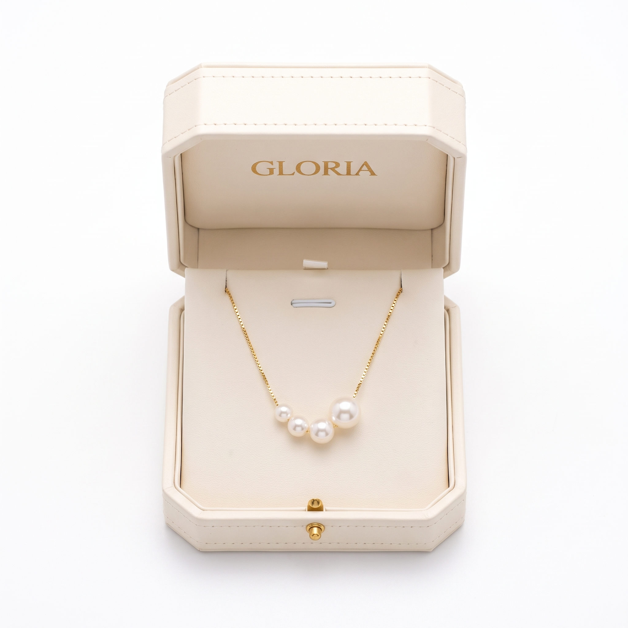 Elegant Gold Necklace with Freshwater Pearls — yellow gold, in GLORIA gift box