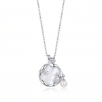 Moonstone with Pearl Necklace in Gold — silver, vertical