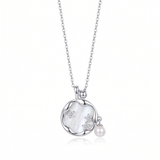 Moonstone with Pearl Necklace in Gold — silver, vertical
