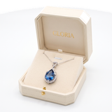 Alindra Feymorra Necklace, blue pear sapphire — White gold, in GLORIA gift box