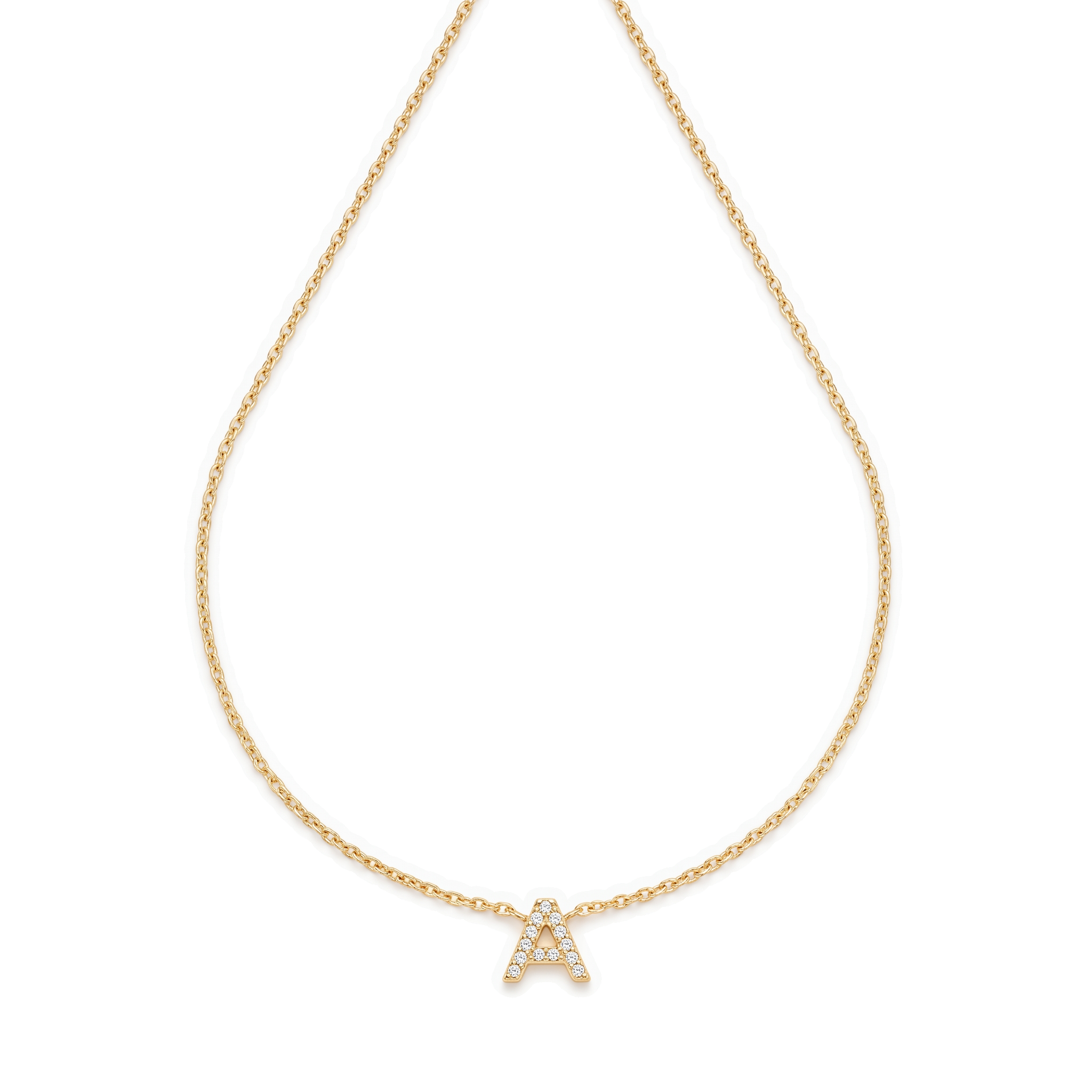 Elegant Gold Letter Initial Necklace — yellow gold, teardrop