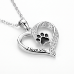 Heartfelt Paw Print Pendant Necklace — sterling silver, pendant close-up
