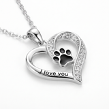 Heartfelt Paw Print Pendant Necklace — sterling silver, pendant close-up