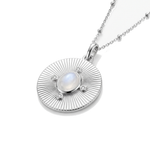 Monique Vintage Stone Necklace — sterling silver, pendant close-up