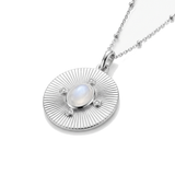 Monique Vintage Stone Necklace — sterling silver, pendant close-up