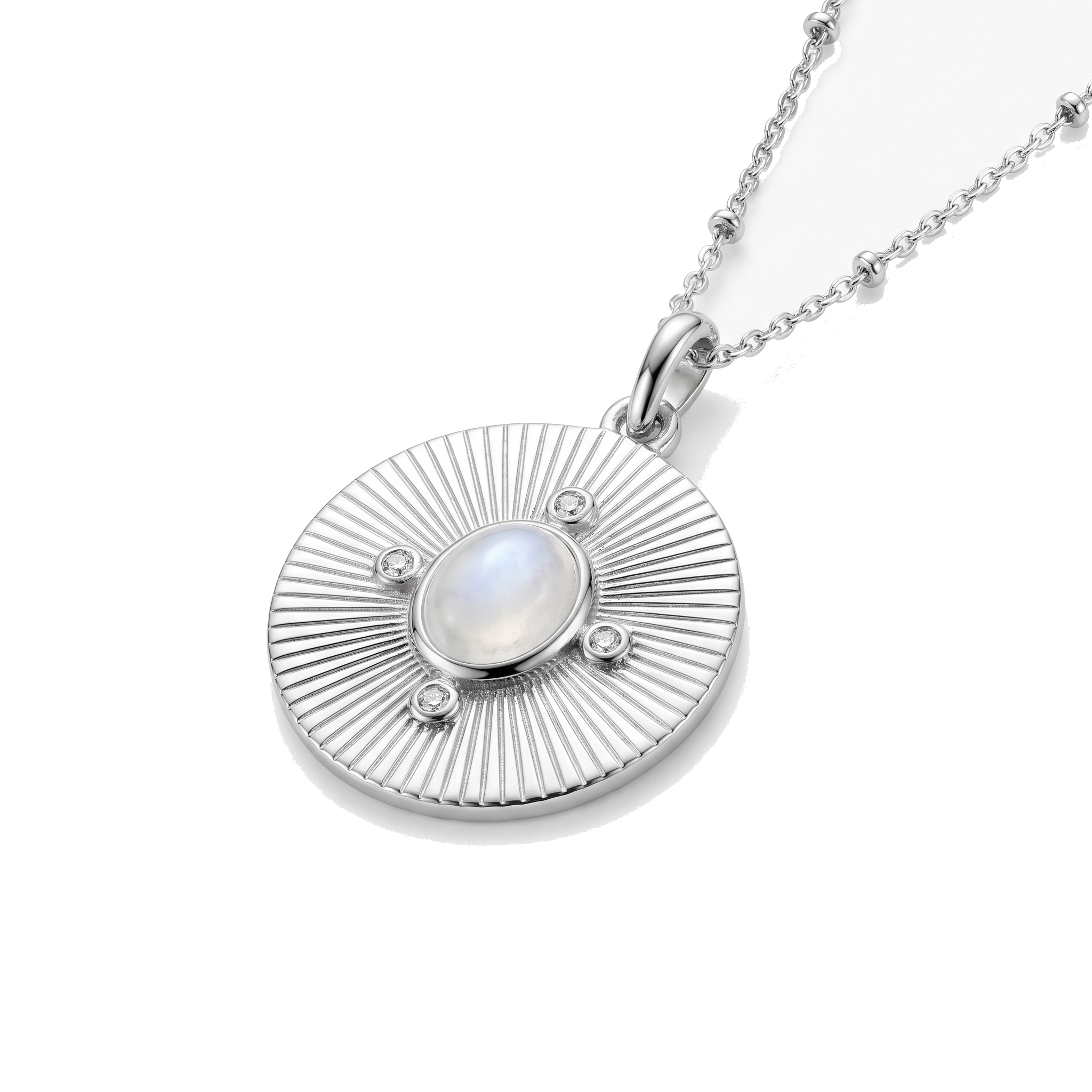 Monique Vintage Stone Necklace — sterling silver, pendant close-up