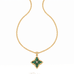 Emerald Clover Pendant Necklace — yellow gold, teardrop