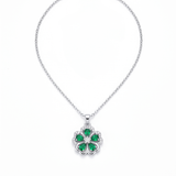 Gold Green Clover Crystal Pendant Necklace — white gold, teardrop