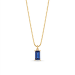 Minimalist Sapphire Pendant Necklace — Yellow gold, vertical chain