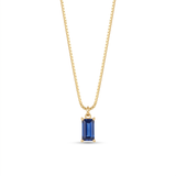 Minimalist Sapphire Pendant Necklace — Yellow gold, vertical chain