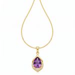 Elegant necklace with purple crystal — gold, loop