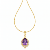 Elegant necklace with purple crystal — gold, loop