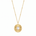 Monique Vintage Stone Necklace — yellow gold, vertical chain
