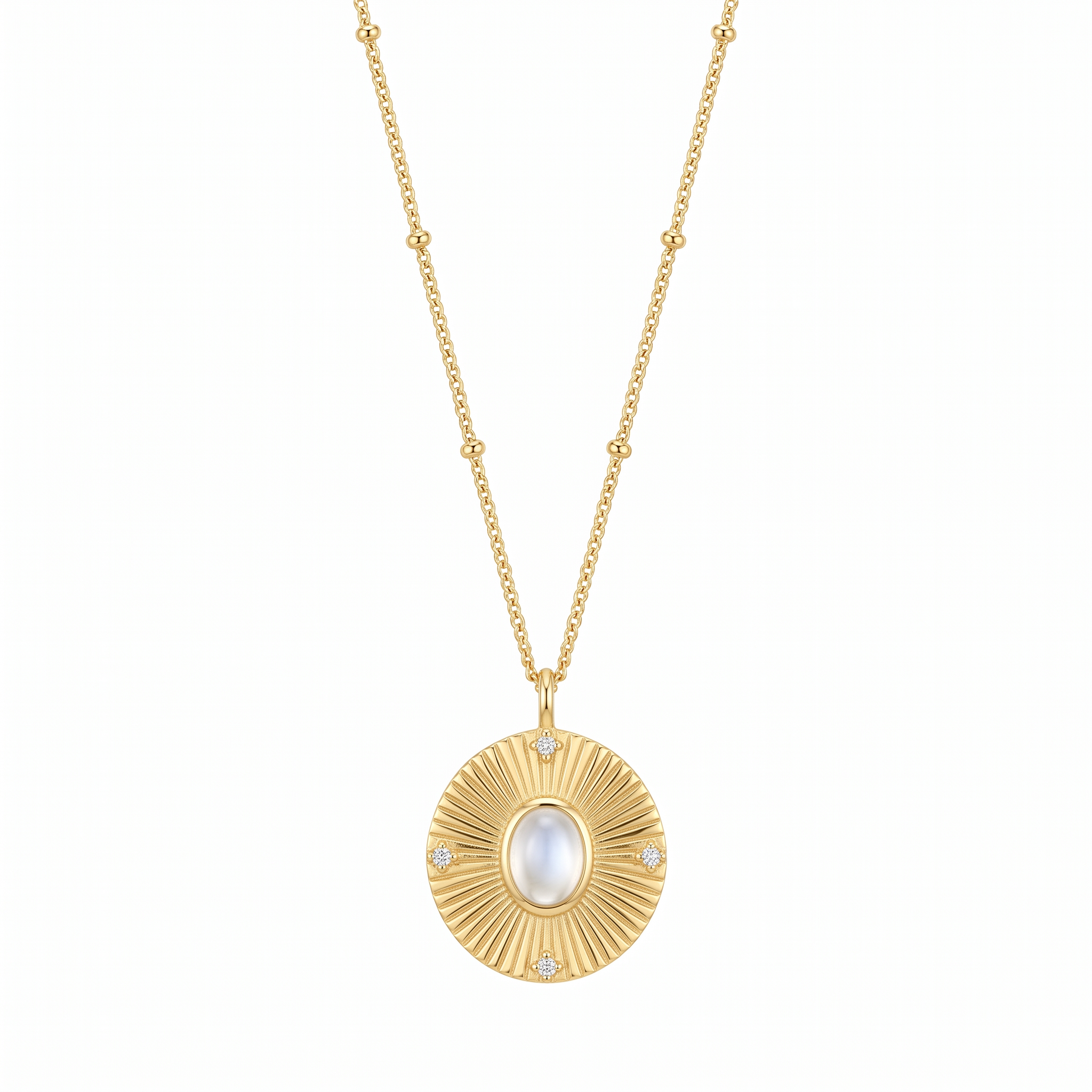 Monique Vintage Stone Necklace — yellow gold, vertical chain