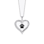 Heartfelt Paw Print Pendant Necklace — sterling silver, vertical chain