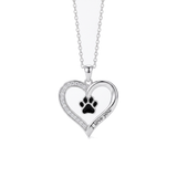Heartfelt Paw Print Pendant Necklace — sterling silver, vertical chain