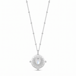 Monique Vintage Stone Necklace — sterling silver, vertical chain