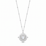 Monique Vintage Stone Necklace — sterling silver, vertical chain