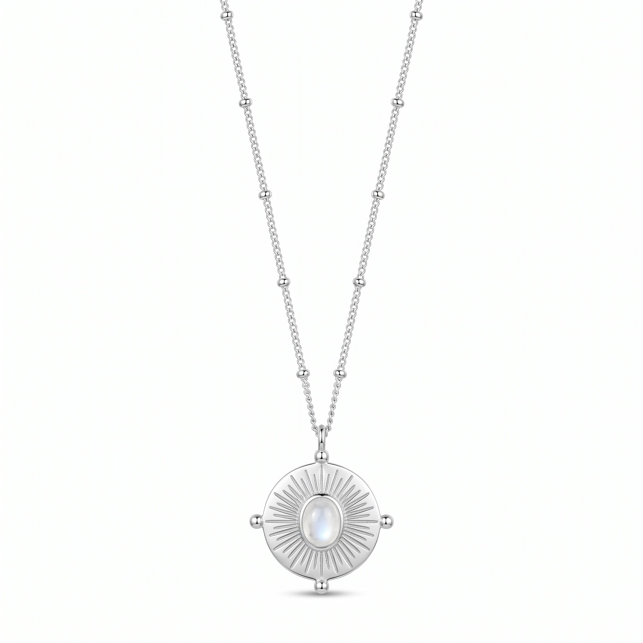 Monique Vintage Stone Necklace — sterling silver, vertical chain