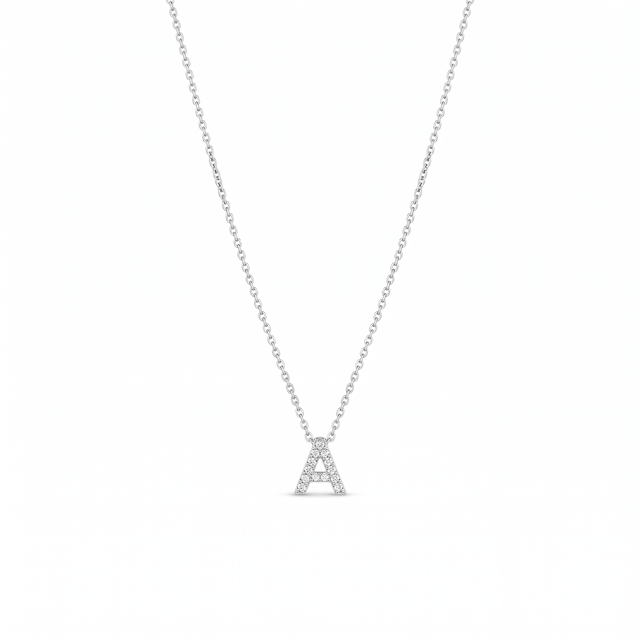 Elegant Gold Letter Initial Necklace — sterling silver, vertical chain