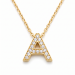 Elegant Gold Letter Initial Necklace — yellow gold, pendant close-up