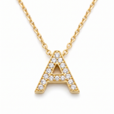 Elegant Gold Letter Initial Necklace — yellow gold, pendant close-up