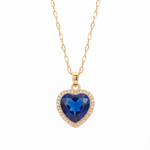 Jaselle Vireyne sapphire heart necklace — Yellow gold, vertical chain
